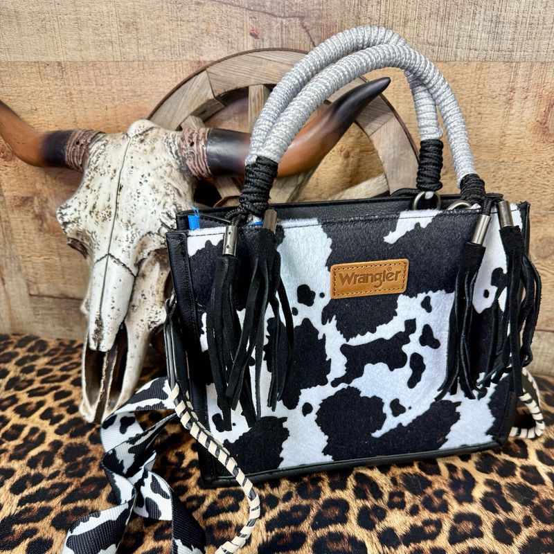 Black Wrangler Cow Tote Bag