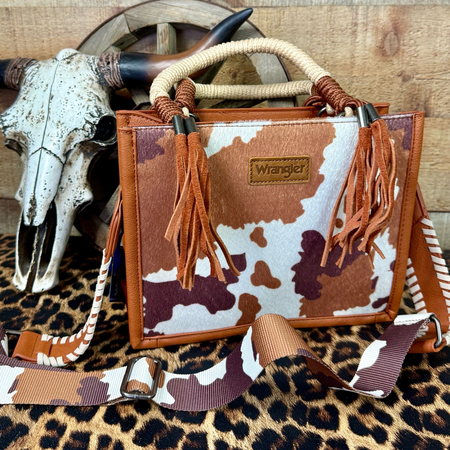Brown Wrangler Cow Tote Bag