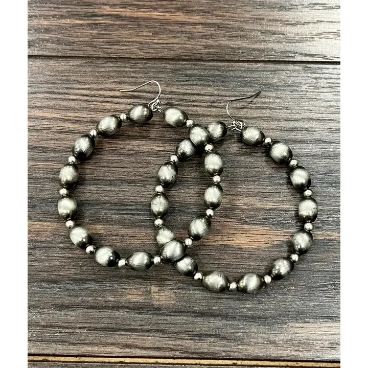 Handmade Oval Navajo Bead Hoop Earrings
