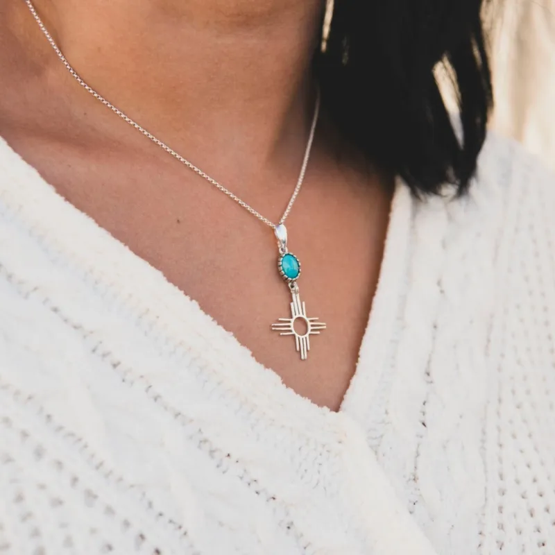 Turquoise Zia Pendant
