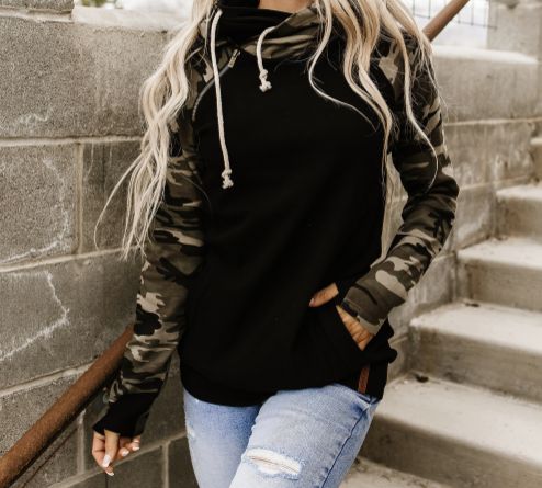 Camo Black Double Hood Ampersand Sweatshirt 