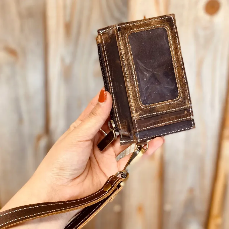 Vintage Leather Card Wristlet  