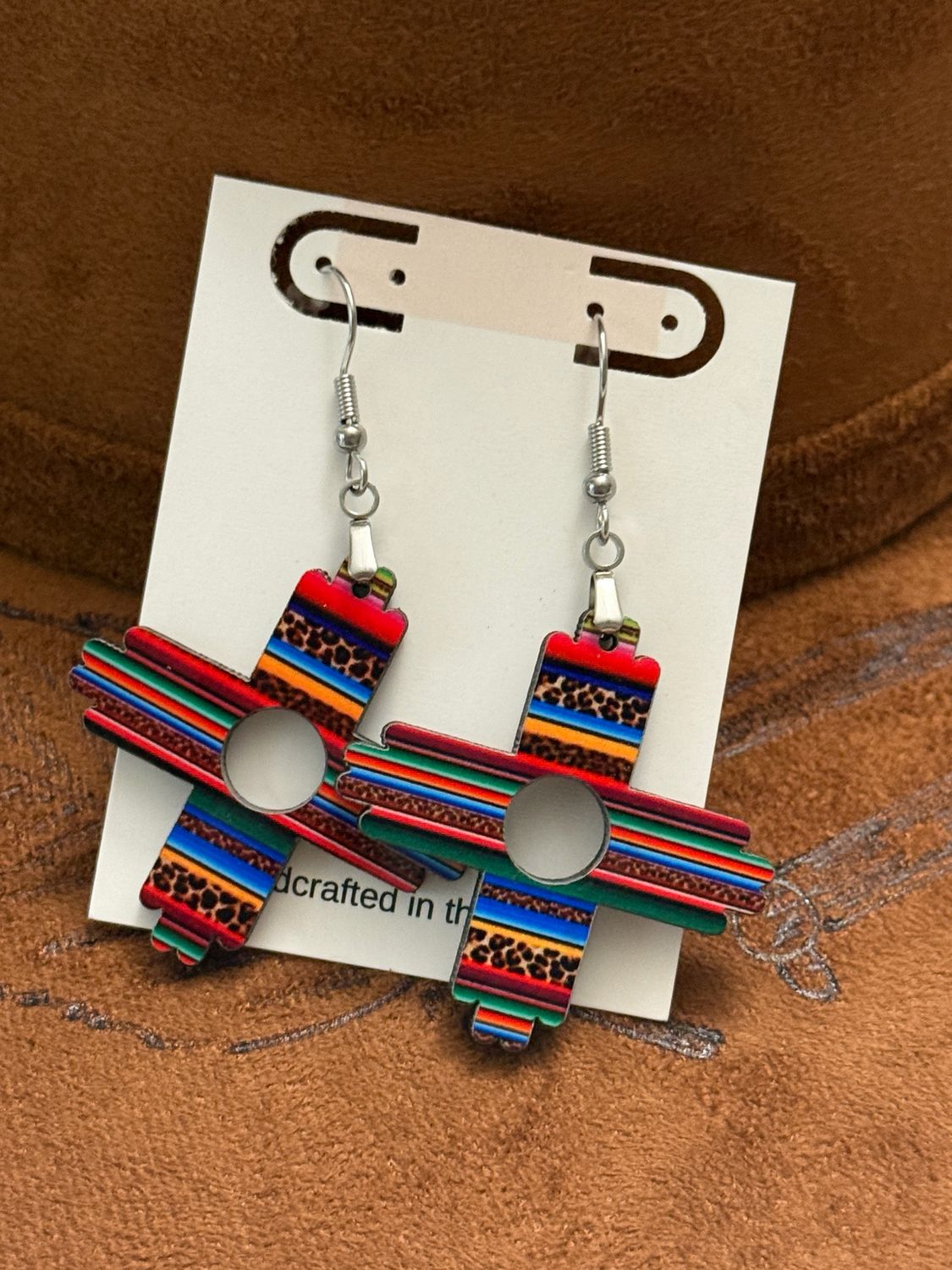 Zia Earring with Cheetah Serape Print