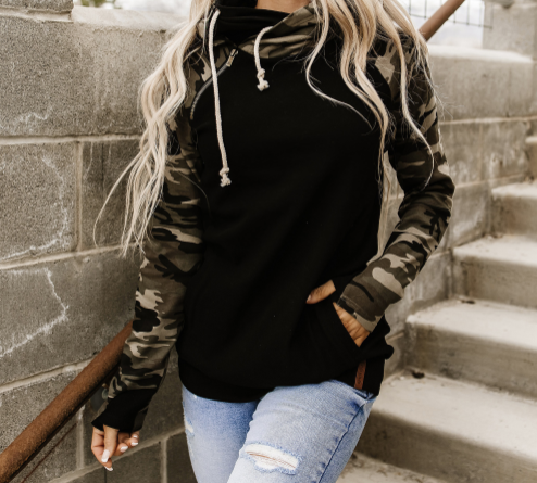 Camo Black Double Hood Ampersand Sweatshirt 