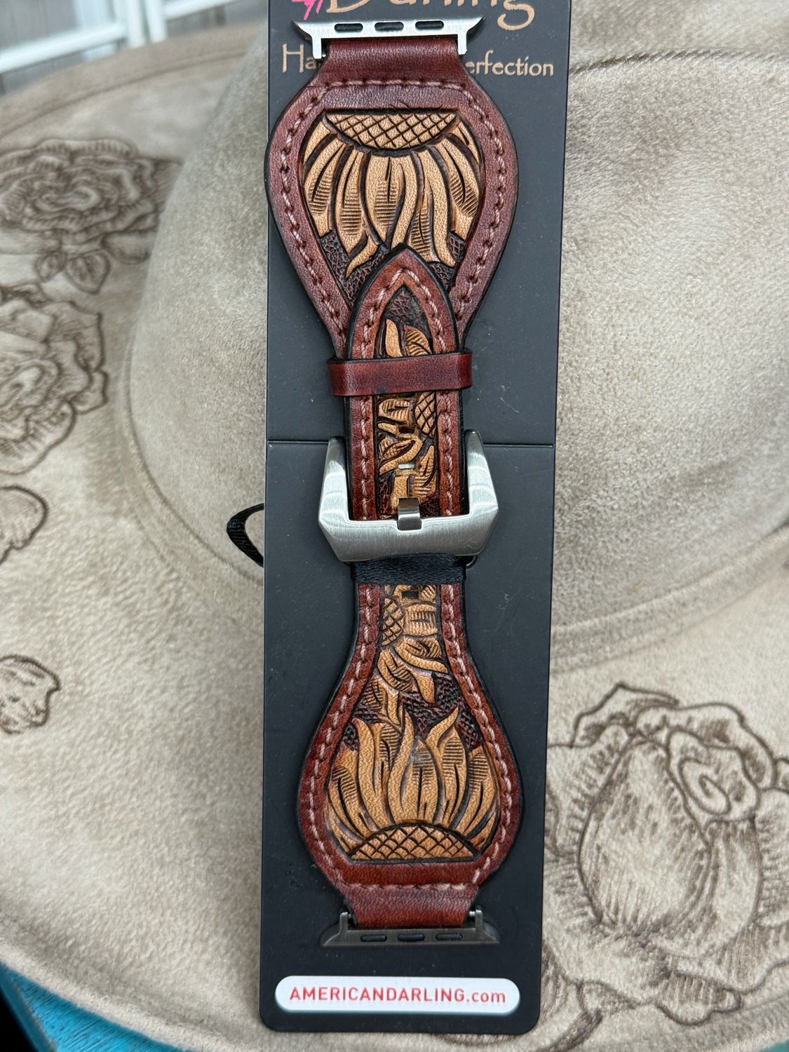 38-41 Genuine Leather Sun Flower Watchband