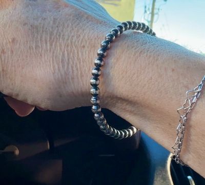 4mm sterling silver Navajo pearl bracelet.  Lightweight, stackable, and perfect for stacking.