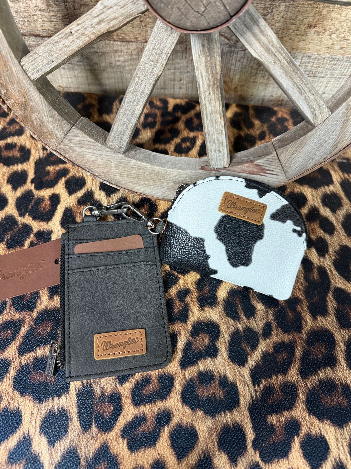 Wrangler Black Cow Print Wristlet Set