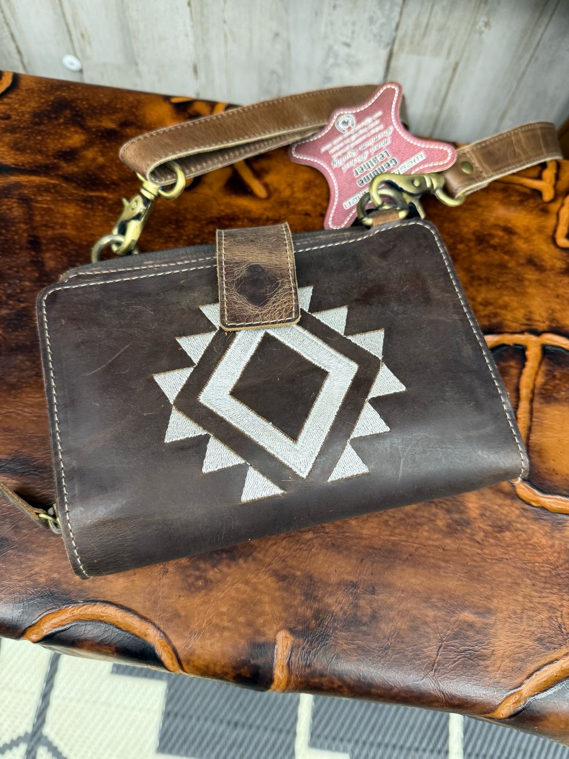 Aztec Stitched Wallet Crossbody