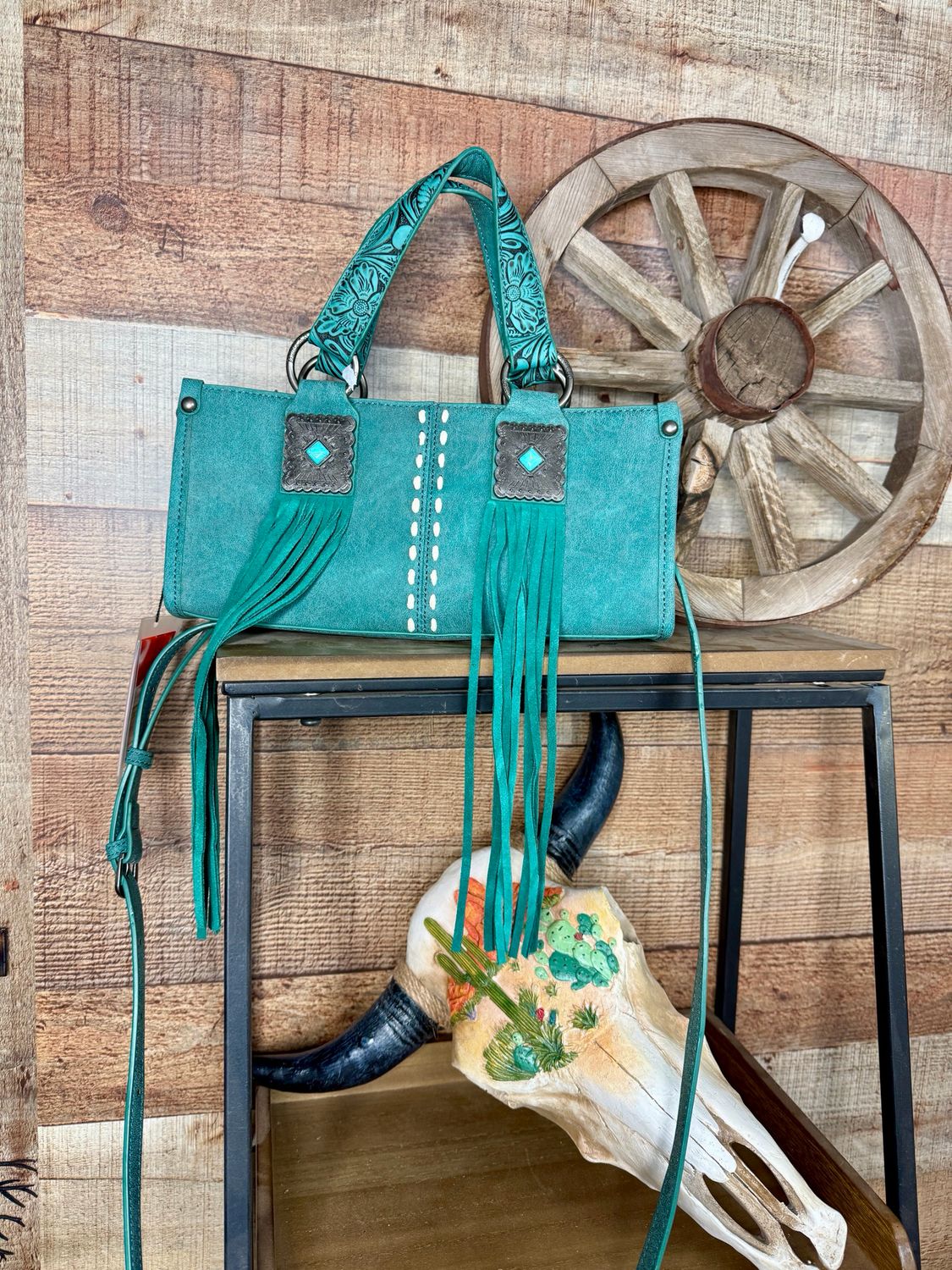Montana West Turquoise Concho Fringe Shoulder Crossbody