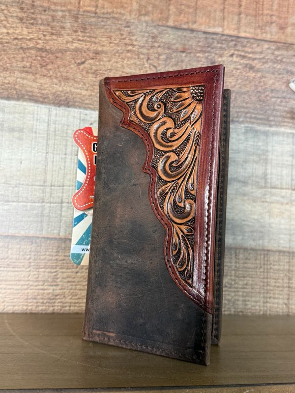 Leather Tooled Long Wallet