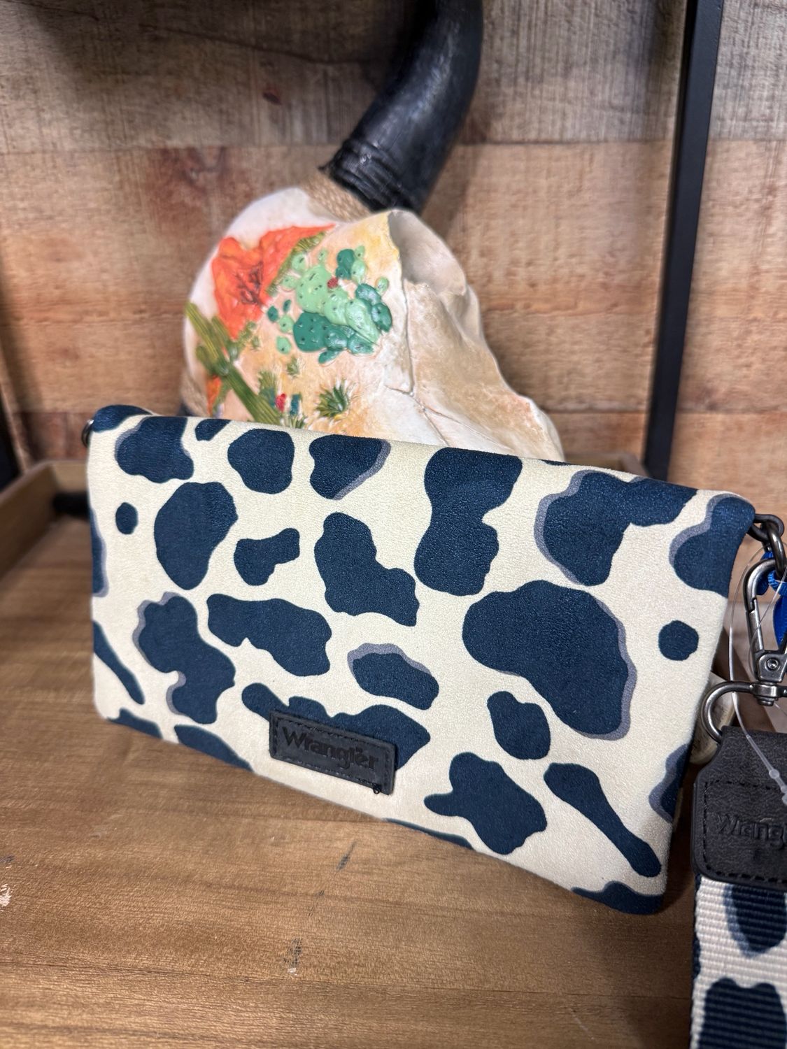 Wrangler Cowprint Magnetic Wristlet Crossbody Wallet