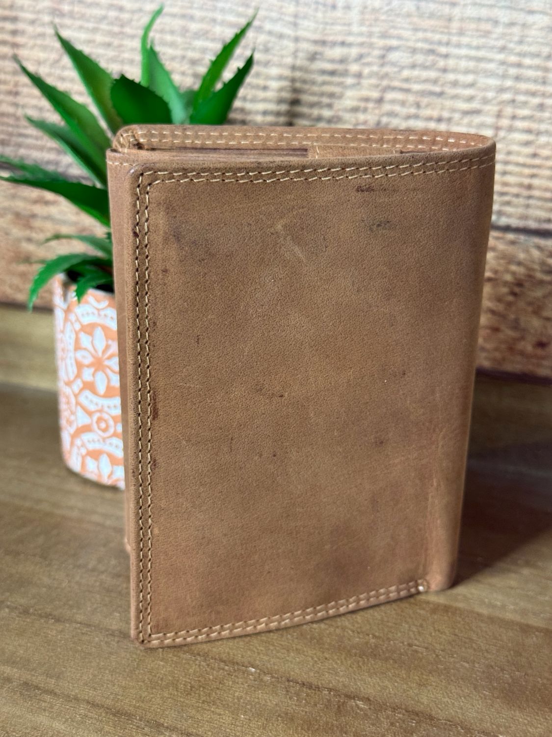 Myra Rustic Brown Leather Bifold Wallet