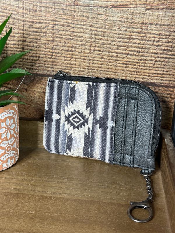 Gray Aztec Key Chain Card Wallet
