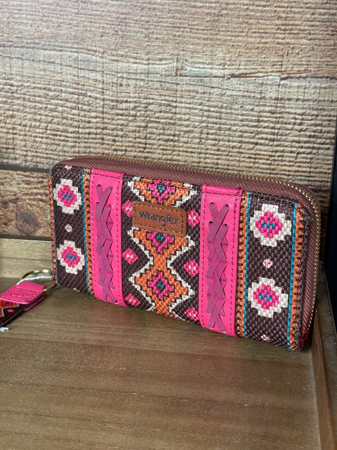 Wrangler Pink Aztec Zip Wallet