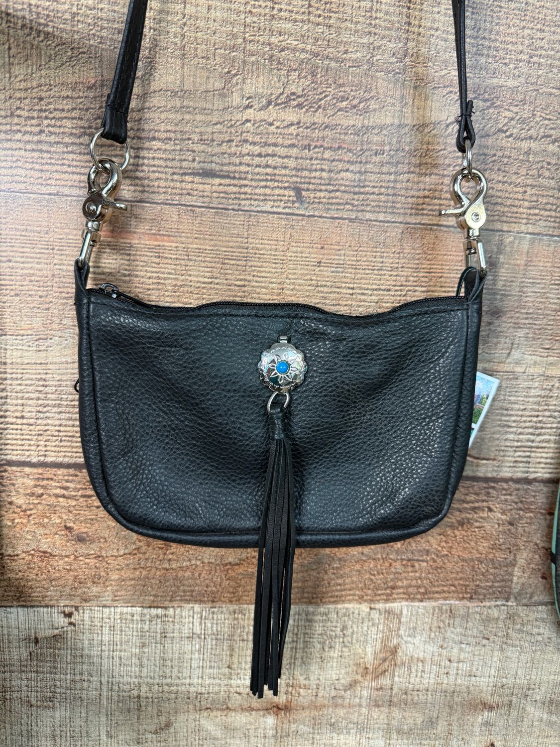 Black Leather Hip Bag Conceal Carry