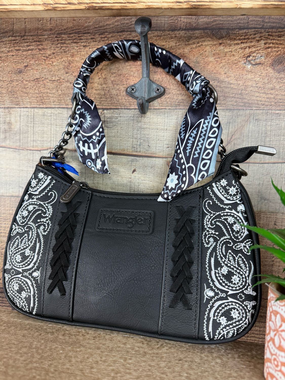 Wrangler Paisley Print Shoulder Bag -Black