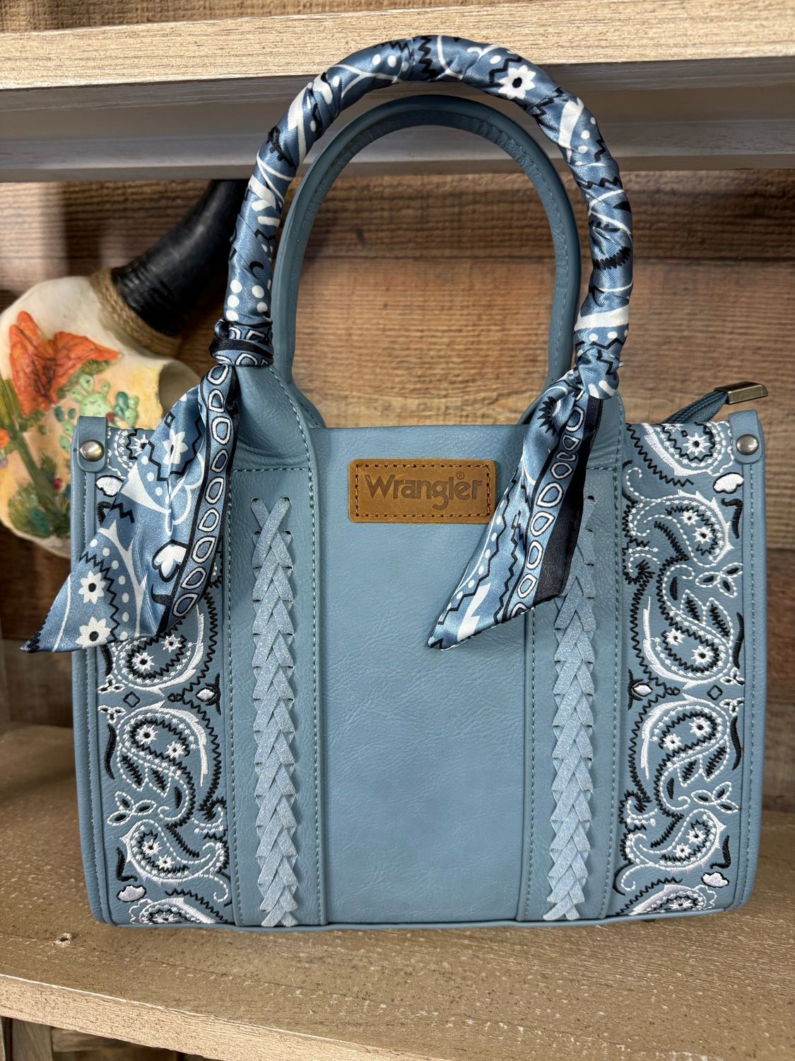 Wrangler Paisley Print Tote Crossbody Bag -Jean