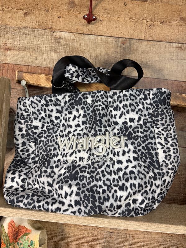 Wrangler Black Leopard Print Large Tote 