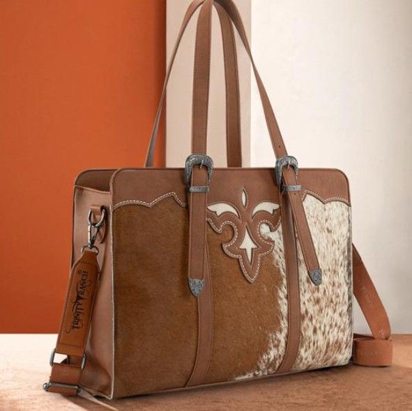 Trinity Ranch Cowhide Large Brown Tote