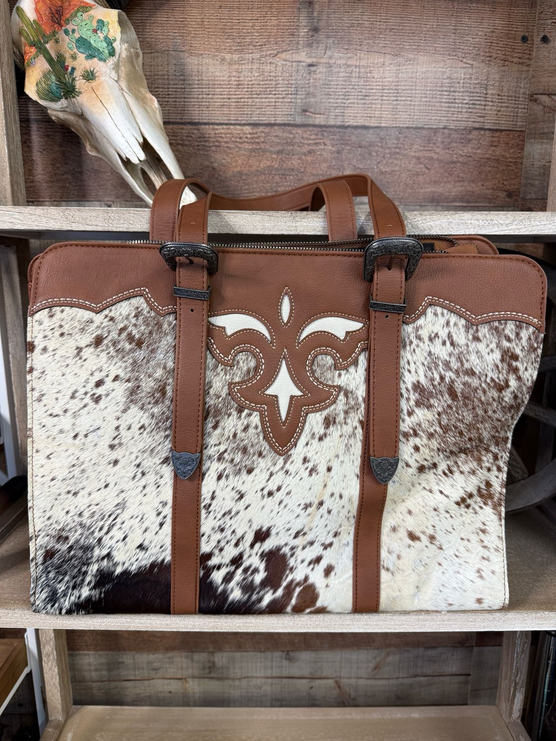 Trinity Ranch Cowhide Large Brown Tote