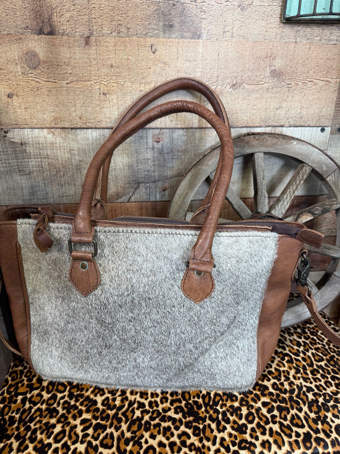 Salt &amp; Pepper Cowhide &amp; Leather American Darling Tote