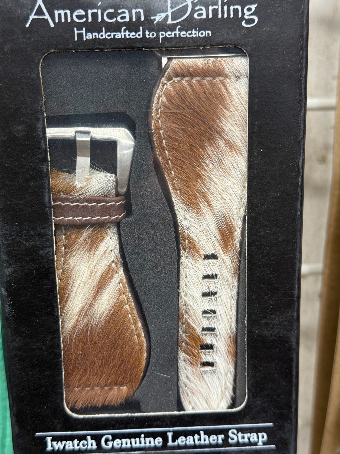 42/45 Red Brown White Cowhide Apple Watch Band