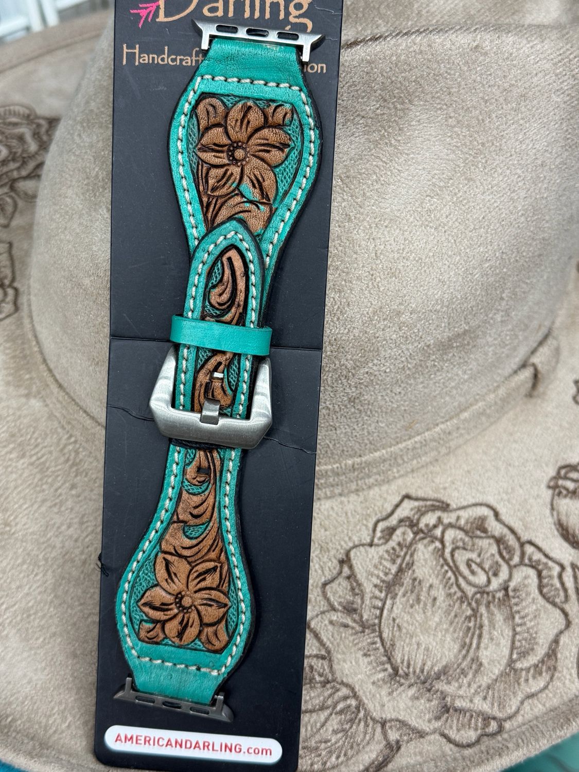 38/41 Tooled teal Floral Apple Watch Band 