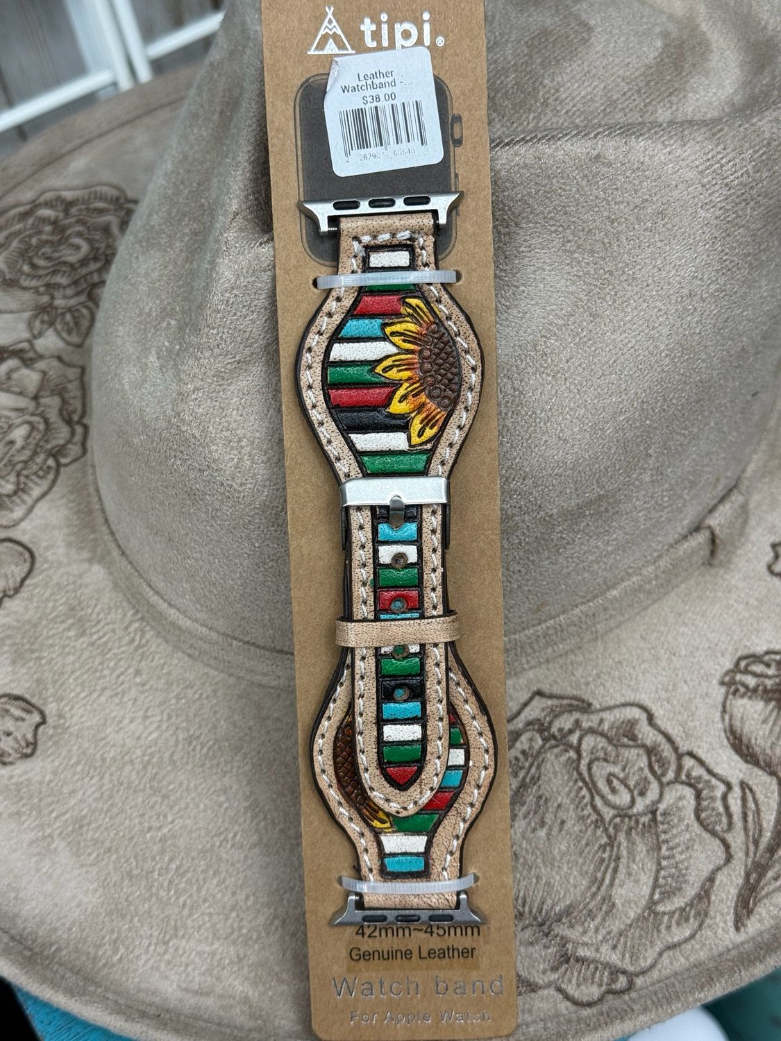 42-45 Sunflower Multi Color Leather Apple Watch Band