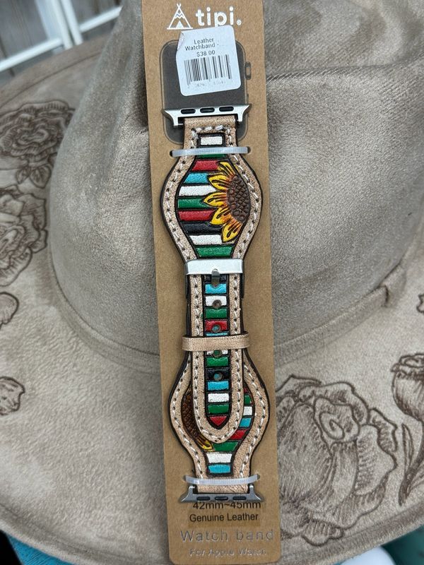 42-45 Sunflower Multi Color Leather Apple Watch Band