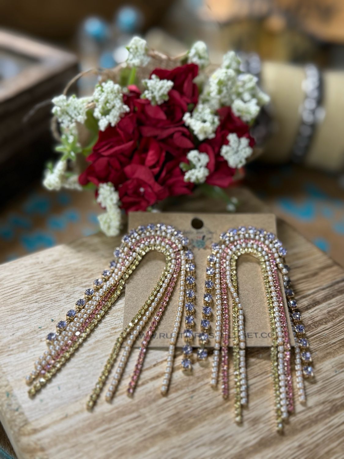 Pastel Multicolor Rhinestone Rainbow Earrins