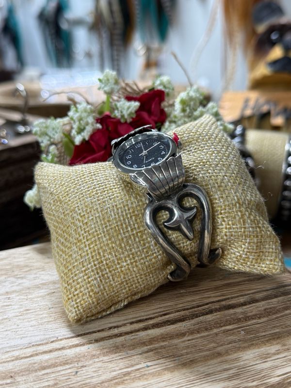 Western Silver Cast Cuff Watch 