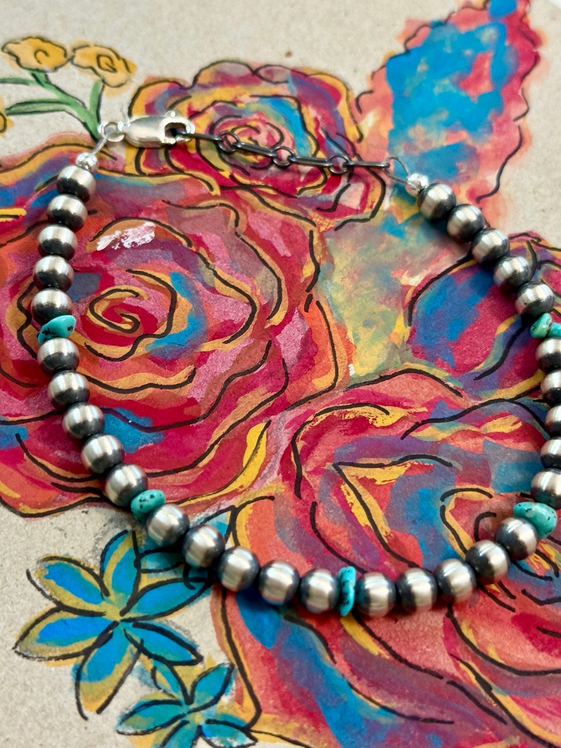 Navajo Pearl Classic 5mm Bracelet with Turquoise 