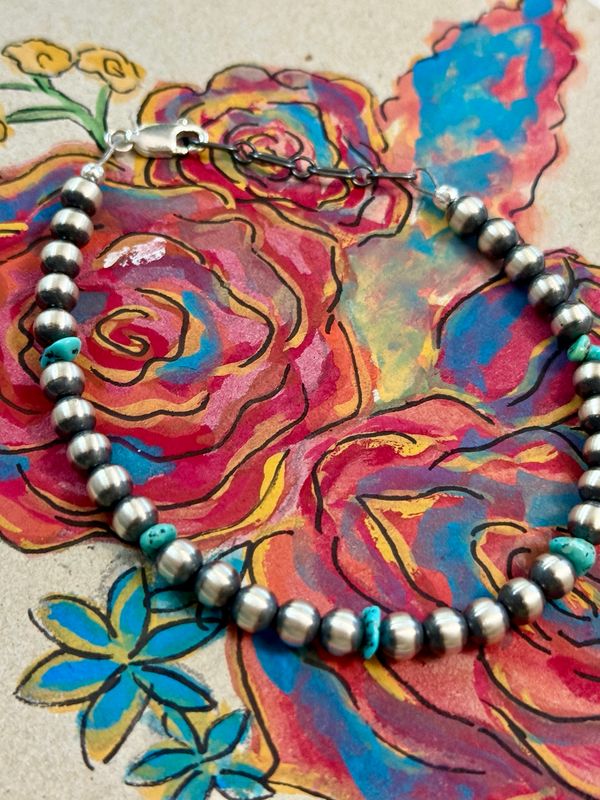 Navajo Pearl Classic 5mm Bracelet with Turquoise 