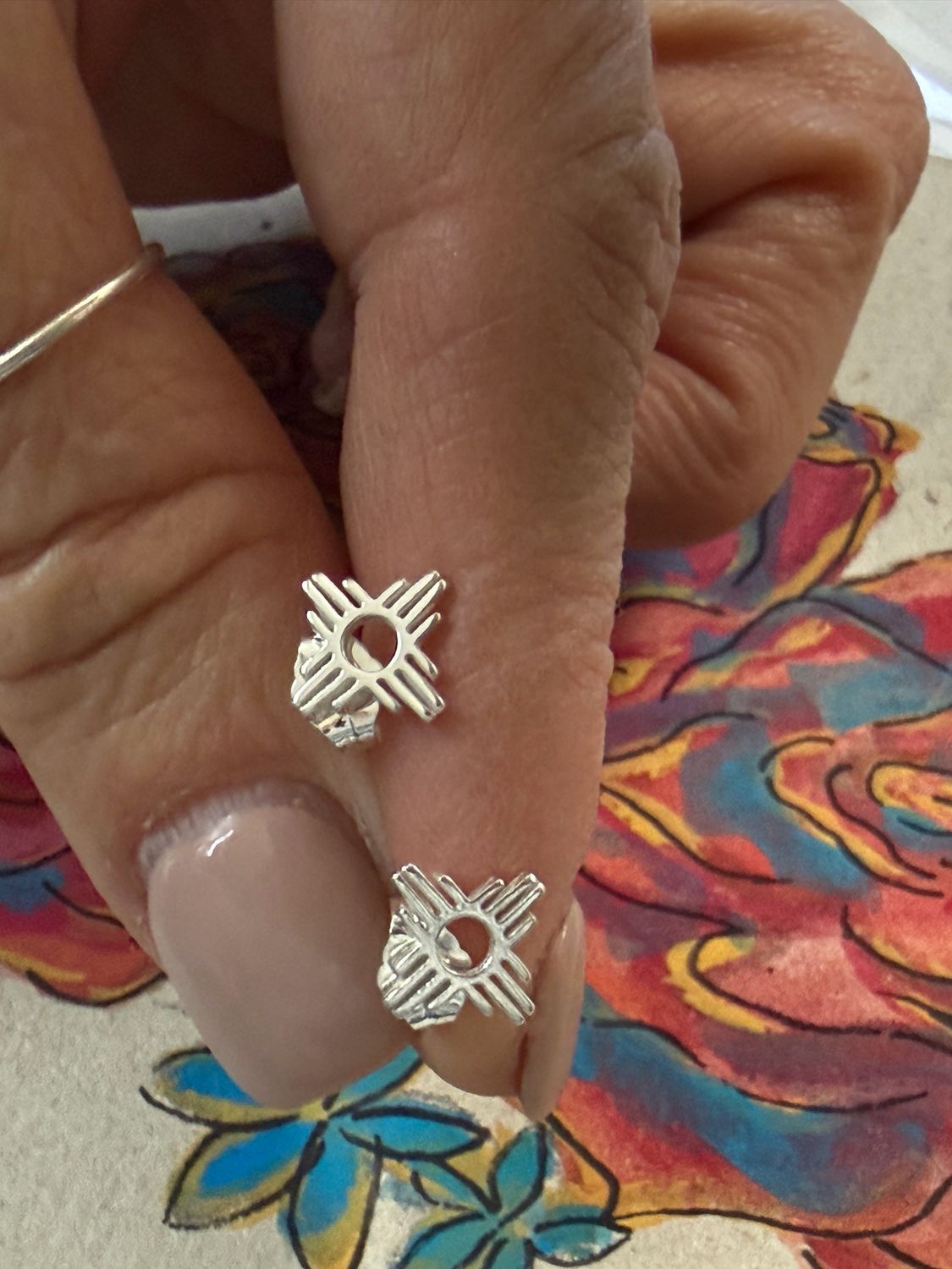 Silver Mini Zia Stud Earrings 