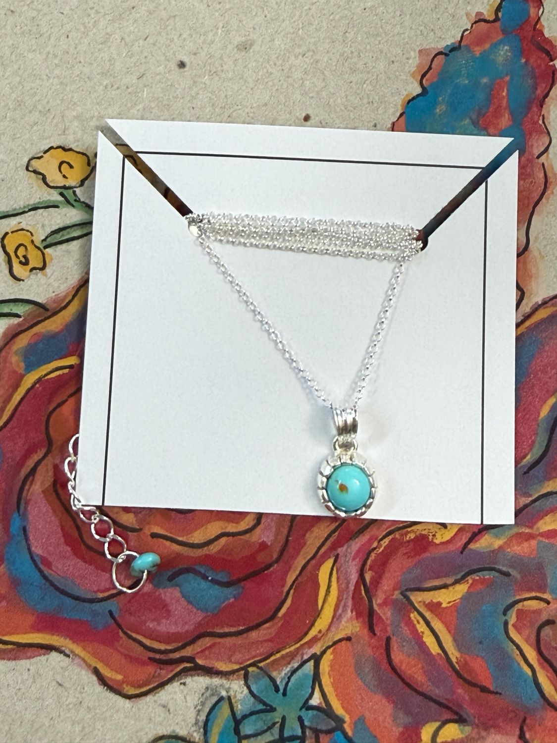 Turquoise Heartstone Pendant Necklace 
