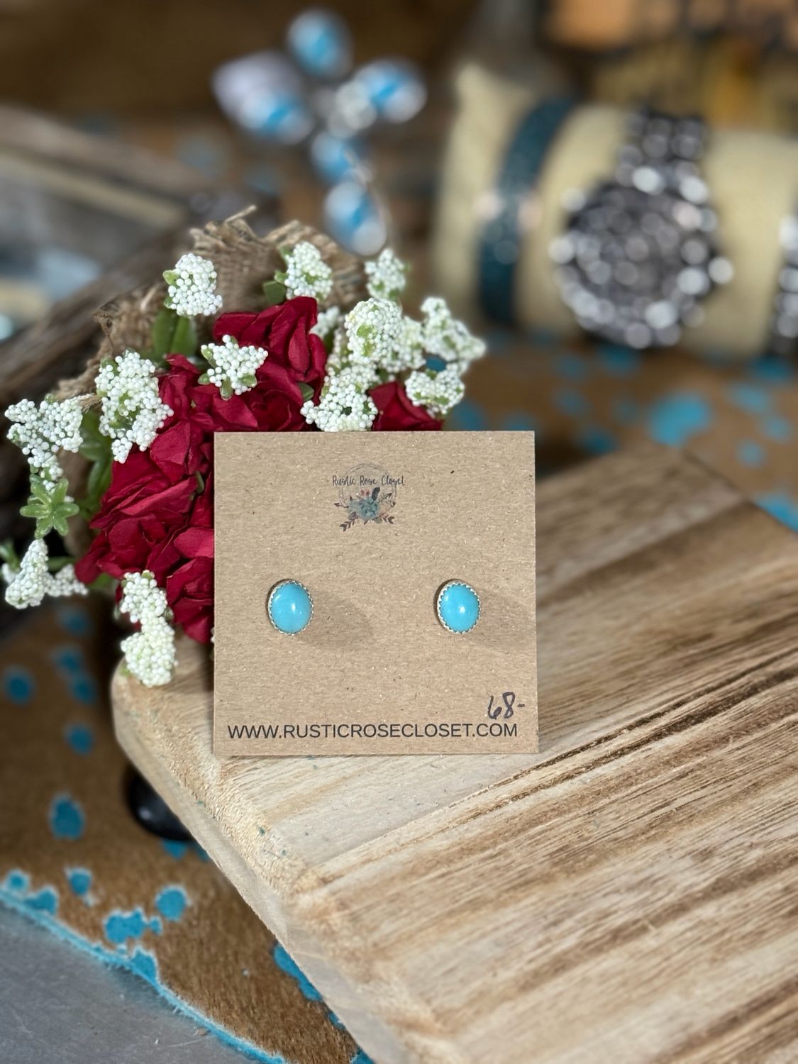 Oval Turquoise Stud Earrings 