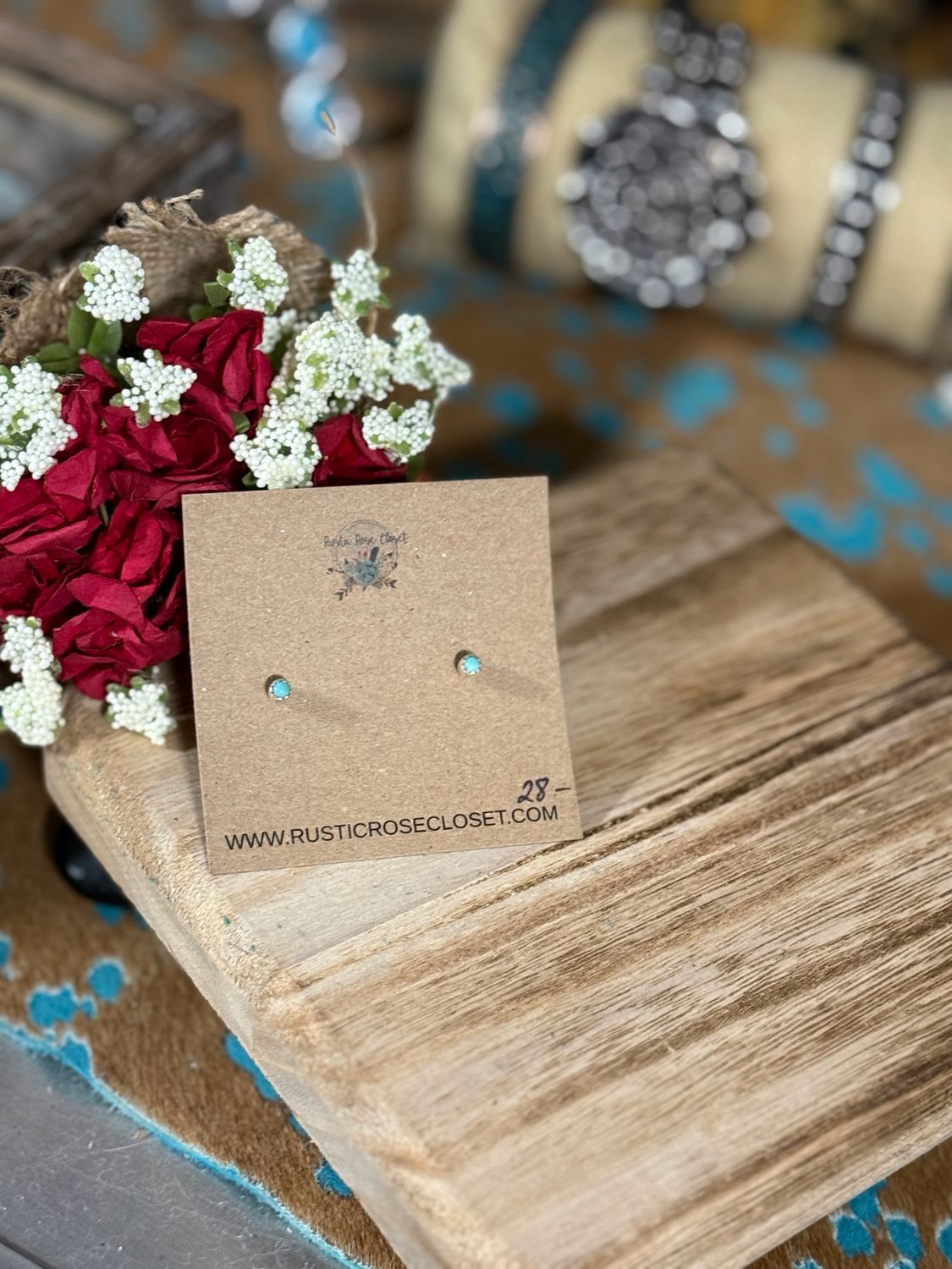 Tiny Turquoise Stud Earrings 