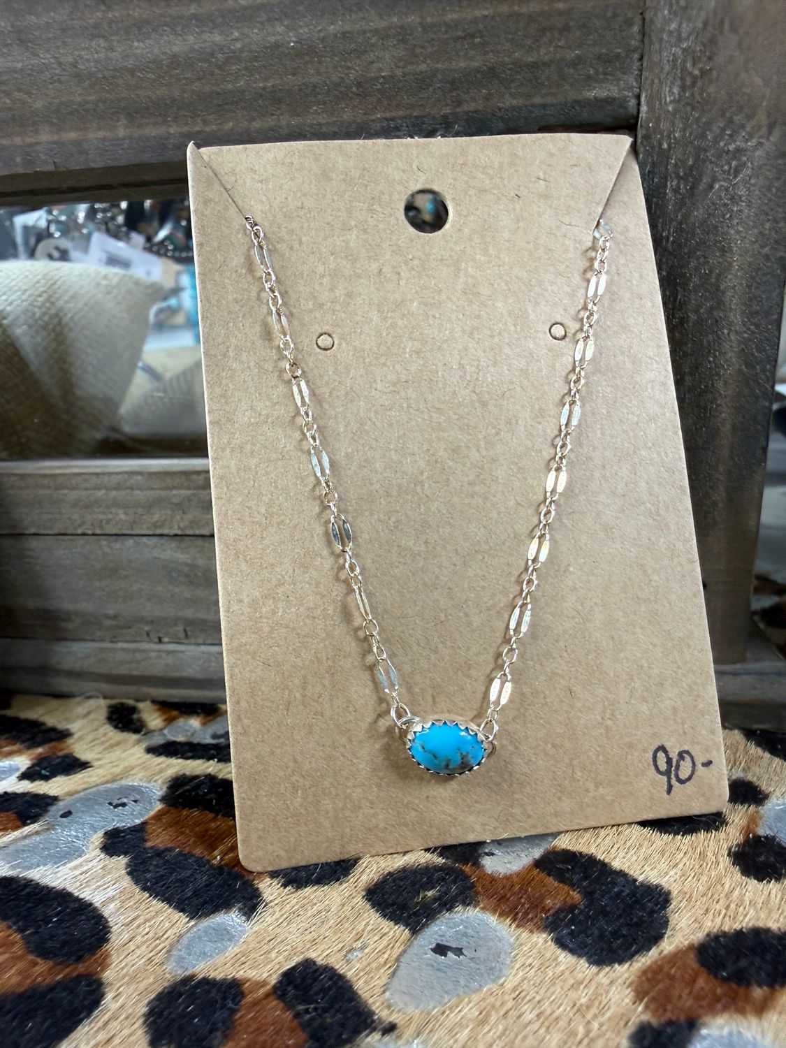 Oval Turquoise Single Stone Necklace 