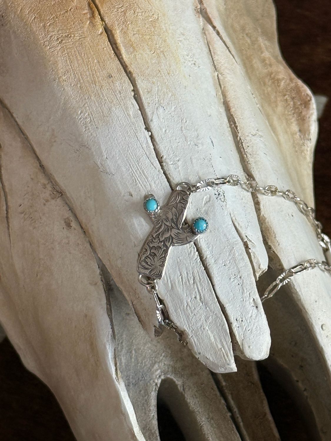 Turquoise Cactus Sterling Silver Bracelet
