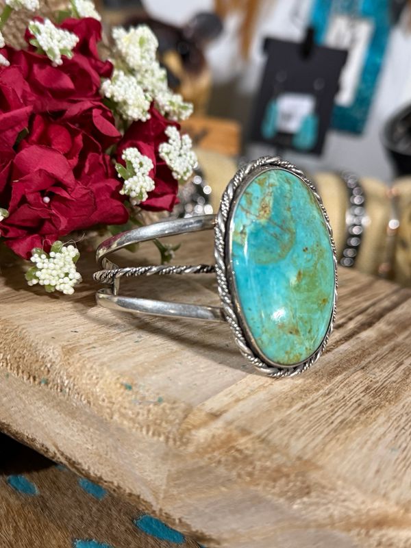 Large Natural Turquoise Cuff Bracelet