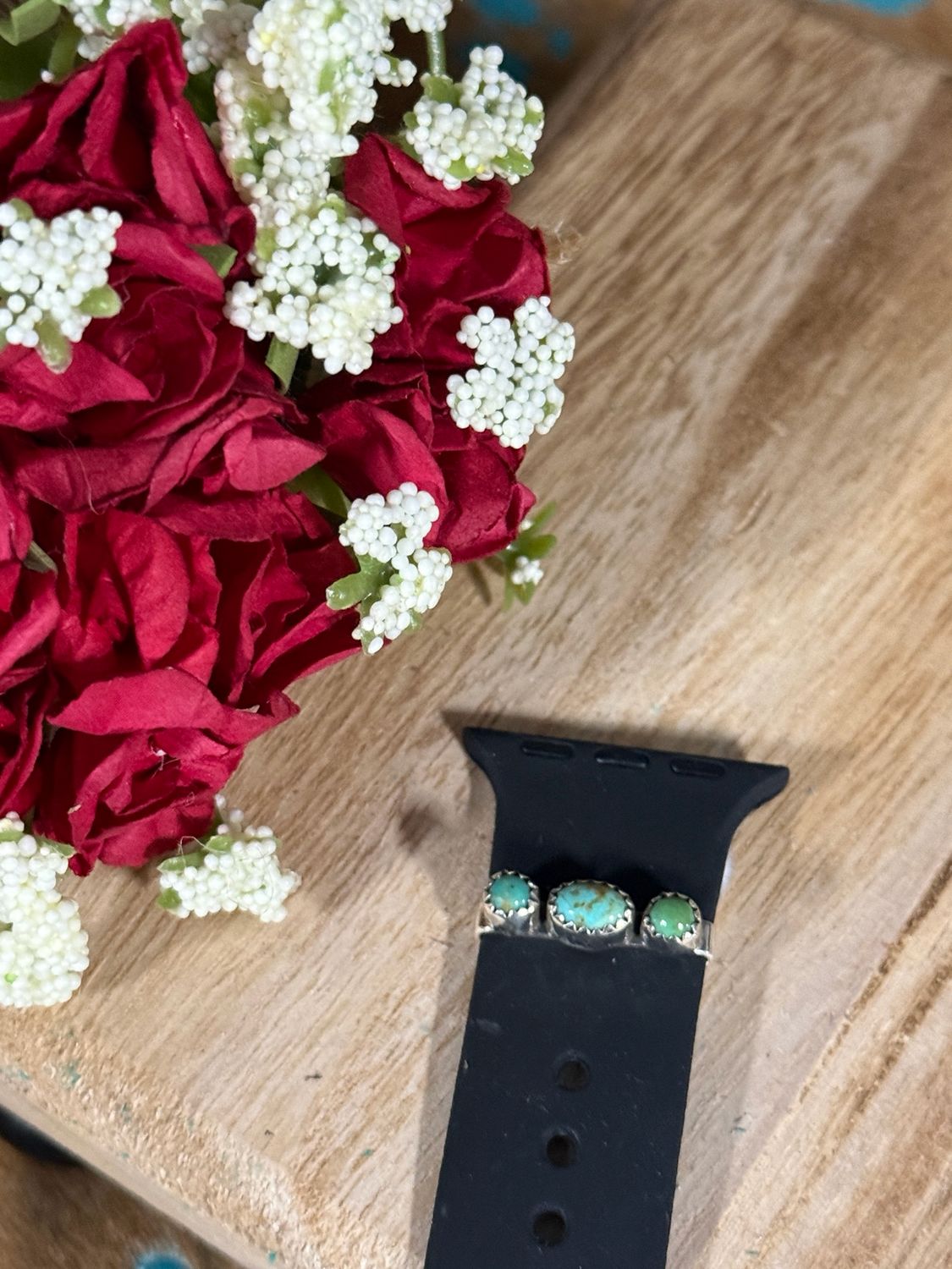 Sterling Silver Turquoise Triple Stone Western Watchband Jewelry 