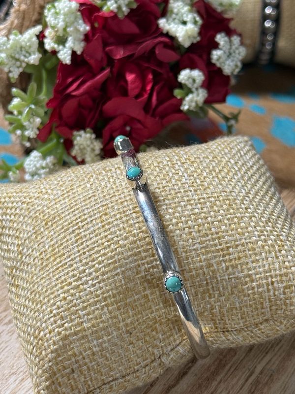 Sterling Silver Turquoise Minimal Cuff Bracelet