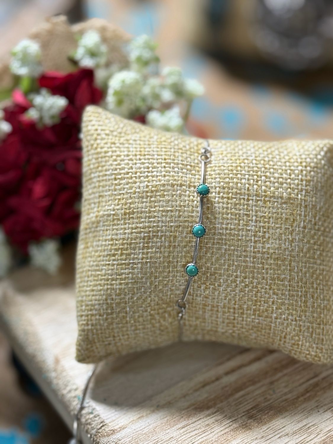 Triple Green Turuqoise Sterling Silver Minimal Bracelet