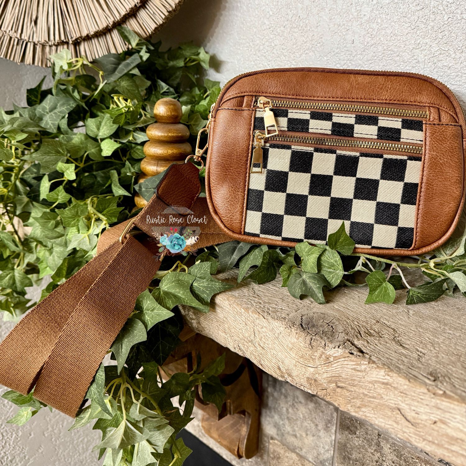 Checkmate Brown Crossbody Bag 