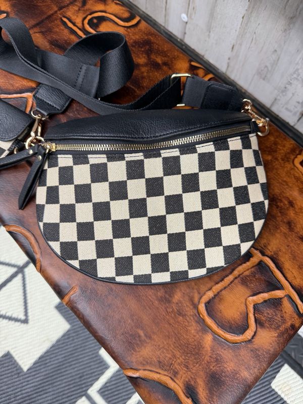 Black Checkmate Sling Bag