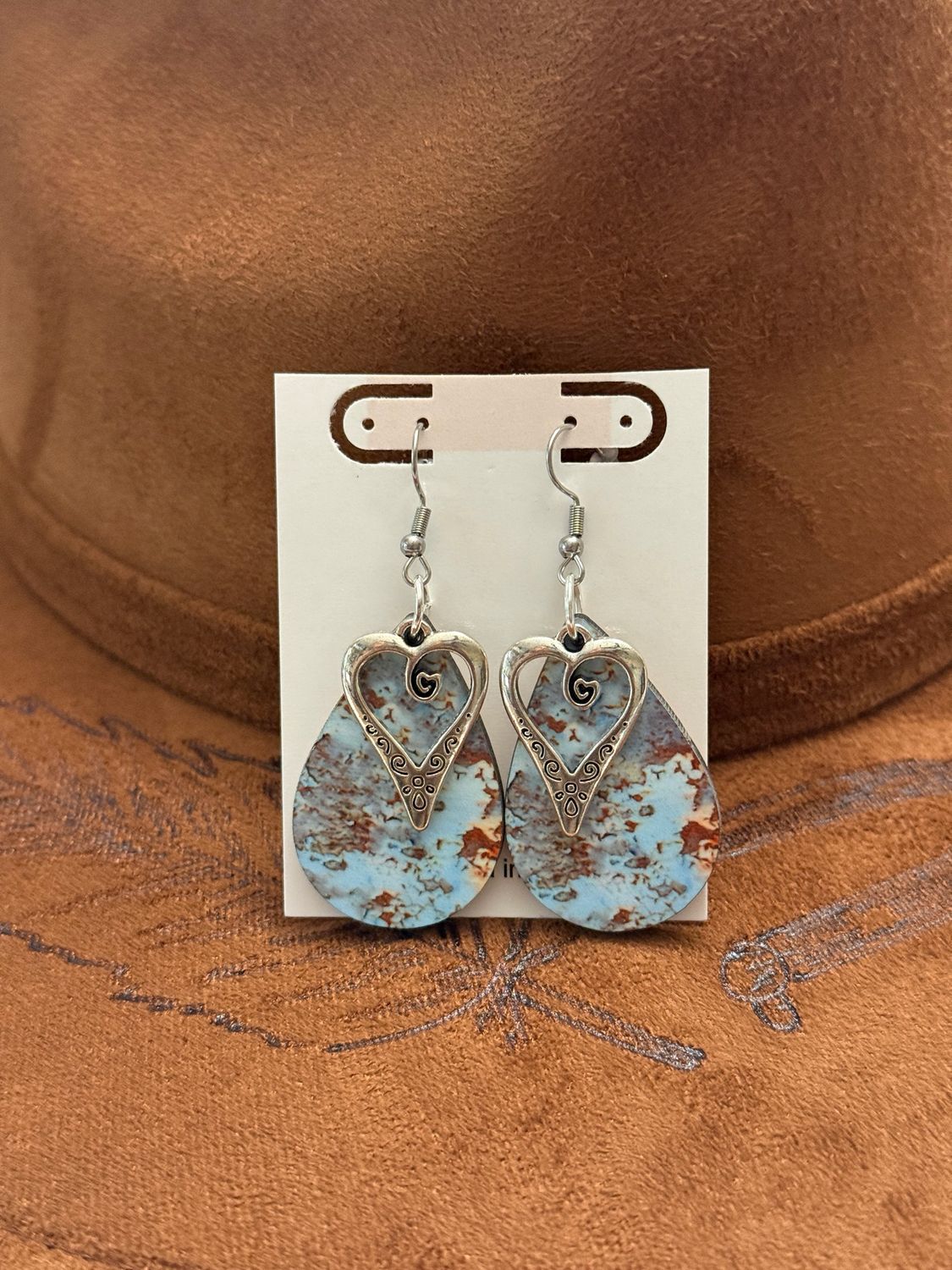 Vintage Heart Teardrop Earrings