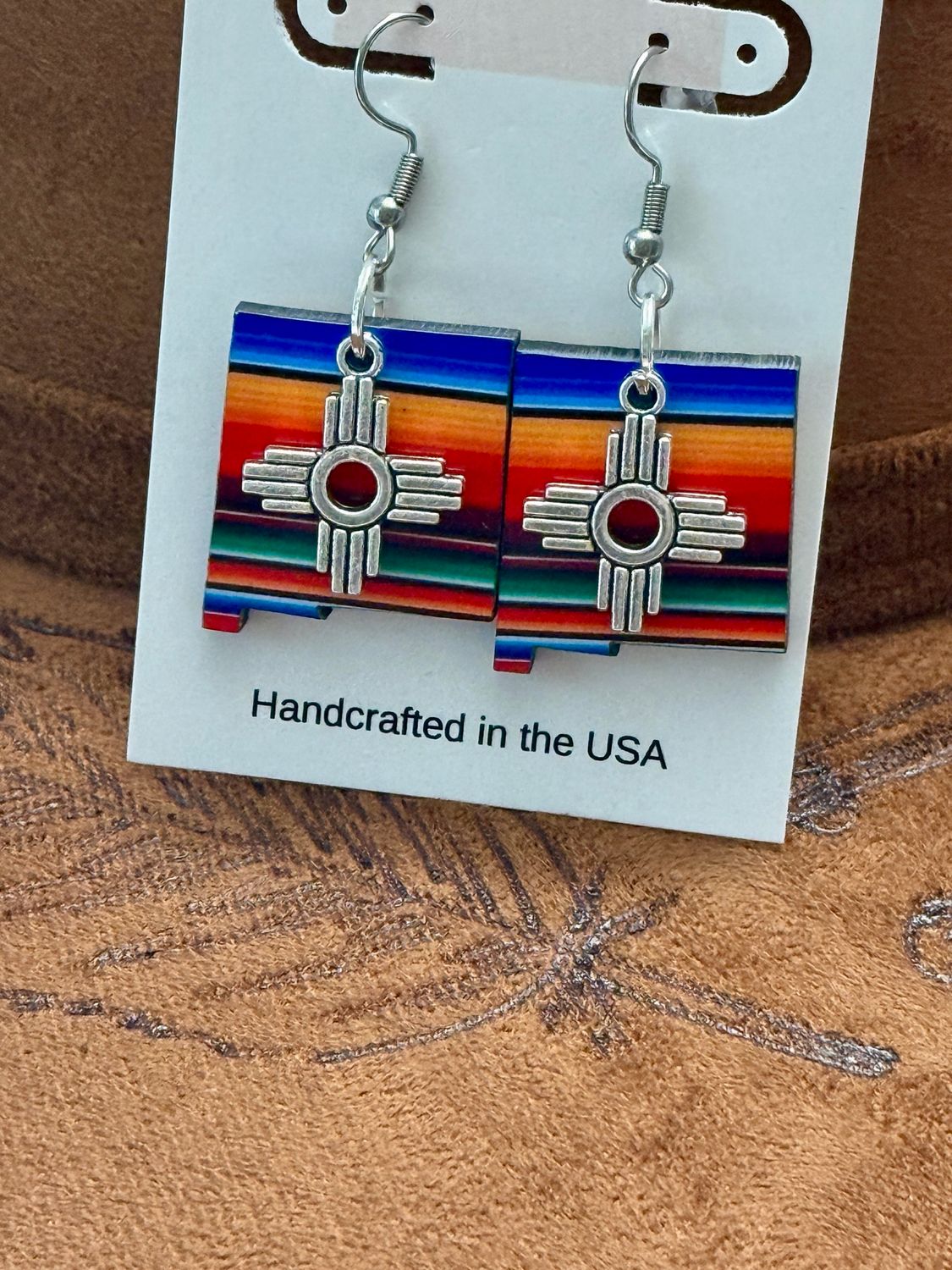 New Mexico Serape Zia Charm Earrings