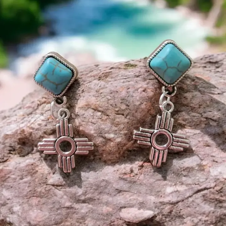 Zia Earrings with Simulated Turquoise