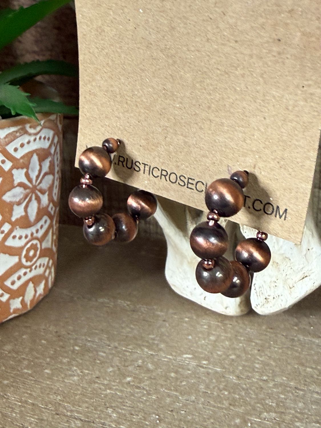 Copper Mini Navajo Pearl Hoop Earrings