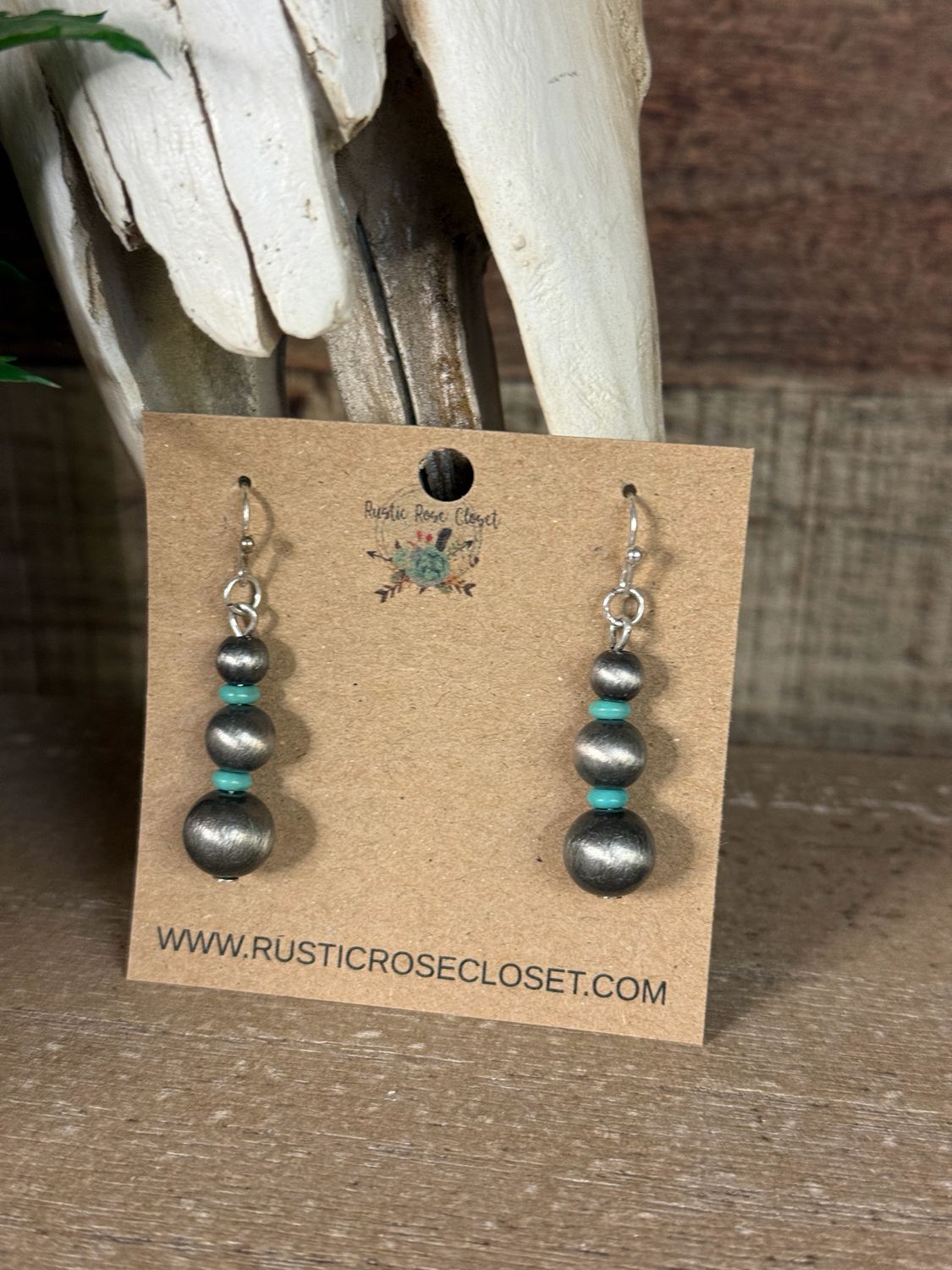 Navajo Style Pearl Dangle Earrings